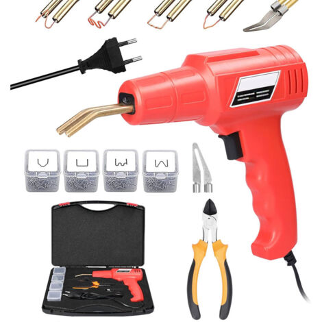 Soudage Plastique Machine 100W Geevorks Kit de Réparation de Fissures de Panneau de Machine de Soudage de Plastique Portable 100W, Livré avec 4 Sacs D'agrafes, Pince et Boîte de Transport
