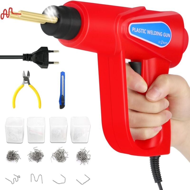 Start - Soudage plastique Machine,70W Réparation de Pistolet de Soudeur,200Pcs agrafeuse Chaud, Kit de Réparation de Pare-chocs de Voiture,Soudure en