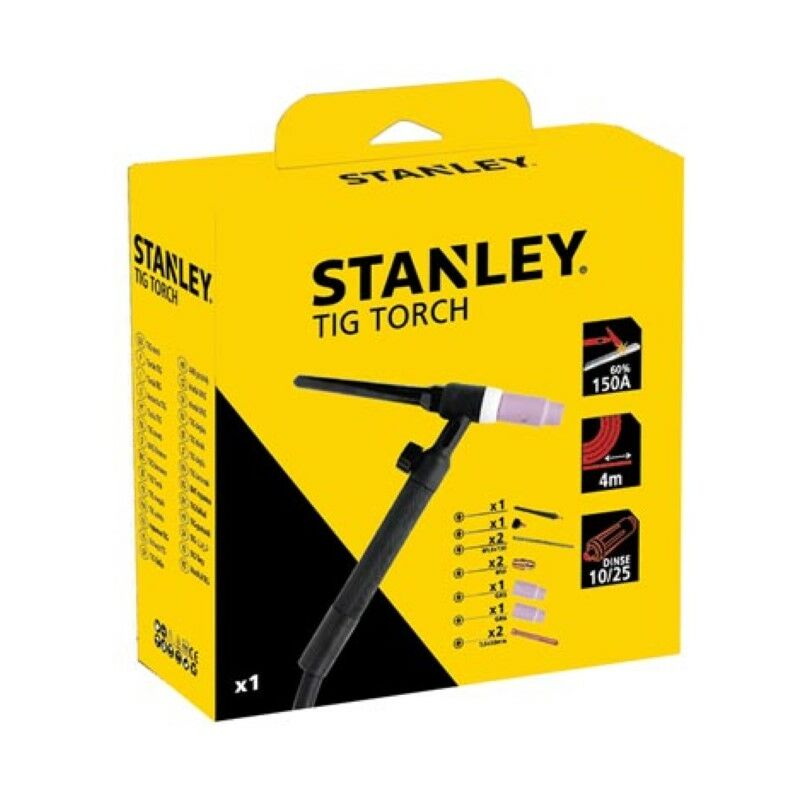 Stanley - Set de chalumeau tig avec connecteur 10/25, tuyau de 4 m et autres accessoires, 10 pièces