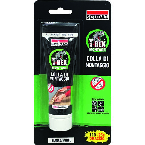 Soudal ADESIVO DI MONTAGGIO ''T-REX'' EFFETTO VENTOSA gr. 100+25 omaggio - Bianco 12.00 pz