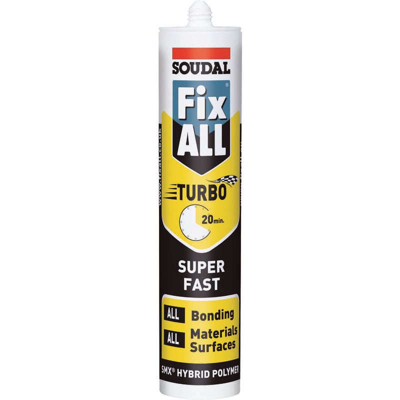 Black Fix All Turbo Silicone Sealant Strong Waterproof Bond Adhesive - Black - Soudal