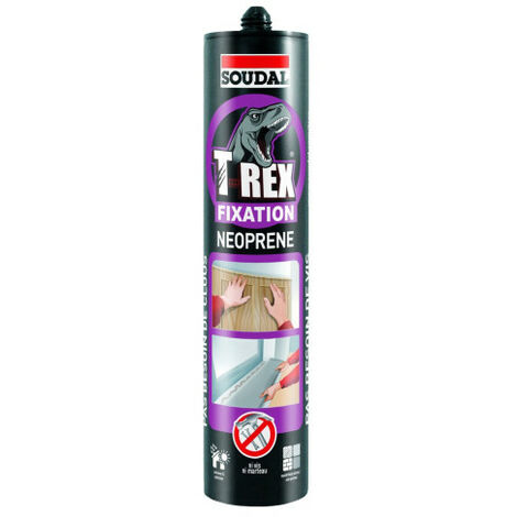 Soudal – Colle néoprène T-REX 310 ml – Force de collage initiale – Résistante à l'eau pour environnements humides – Caoutchouc polychloroprène