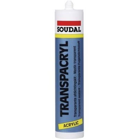 Soudal – Mastic acrylique transparent 310 ml – Haute adhérence sur supports poreux et aluminium anodisé – Résistant aux UV et conditions climatiques