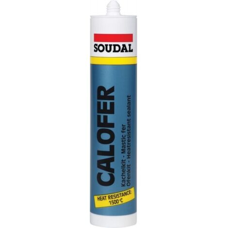 Soudal – Mastic de jointoyage non-élastique 300 ml – Résiste jusqu'à 1 500 °C – Pour poêles, chaudières et cheminées – Cartouche prête à l'emploi