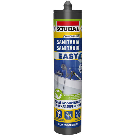 Soudal – Mastic sanitaire blanc 290ml – Résistance à la moisissure – Application facile pour joints dans environnements humides – Nettoyage à l'eau