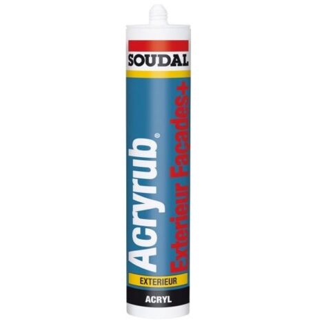 Soudal – Mastic silicone acrylique extérieur blanc 300 ml – Élastique jusqu'à 15% – Adhérence sur plâtre, béton, aluminium – Peignable