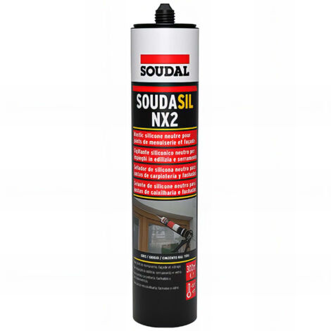 Soudal – Mastic silicone bâtiment neutre – Soudasil NX2 – Menuiserie façade et vitrage – Gris anthracite RAL 7016 – Pour chantiers humides