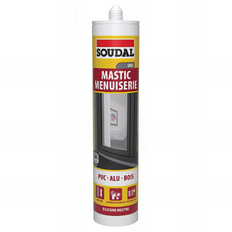 Soudal – Mastic silicone gris clair 280 ml – Pour joints de menuiserie en façade et vitrage – Lissage facile – Qualité professionnelle