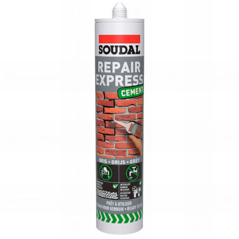 Soudal – Mastic de réparation béton et ciment 290 ml – Couleur gris granuleux – Adhérence sur tous substrats poreux – Pour fissures et cavités