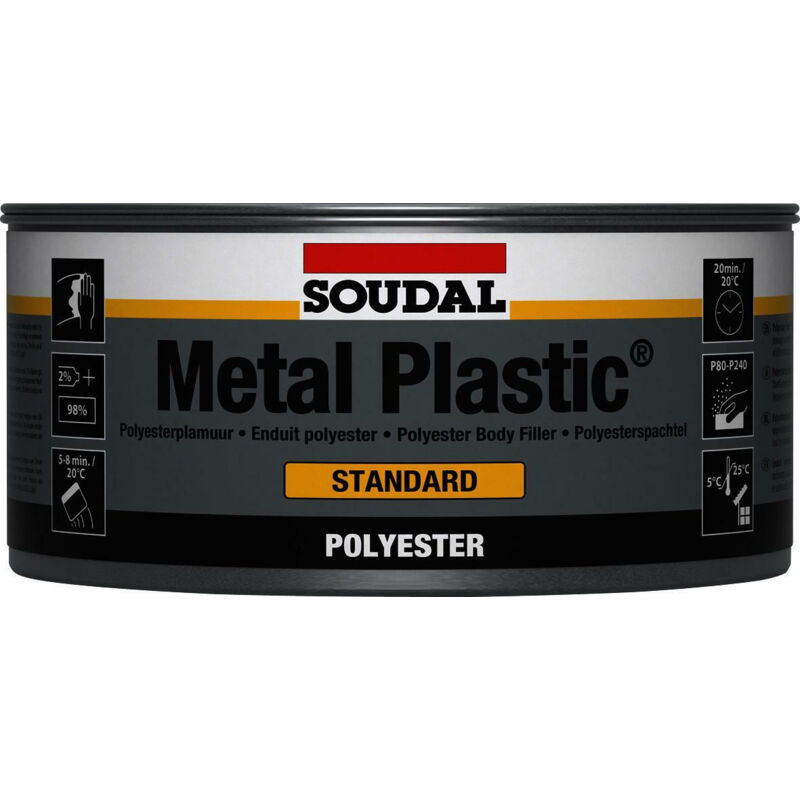Soudal - metal plastic standard mastic polyester pour carrosserie gris (2KG) - 103421