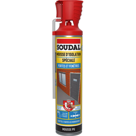 Soudal – Mousse polyuréthane expansive 500ml – Isolation portes et fenêtres – Réduit les pertes de chaleur – Application facile en espaces confinés