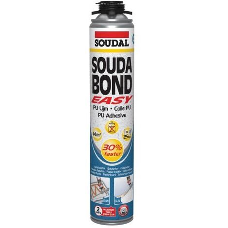 Soudal – Mousse polyuréthane expansive 750ml – Colle à faible expansion pour béton, bois et plâtre – Application pistolet – 121734
