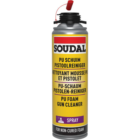 Soudal – Aérosol nettoyant mousse polyuréthane 500ml – Compatible pistolets mousse – Nettoyage efficace intérieur et extérieur
