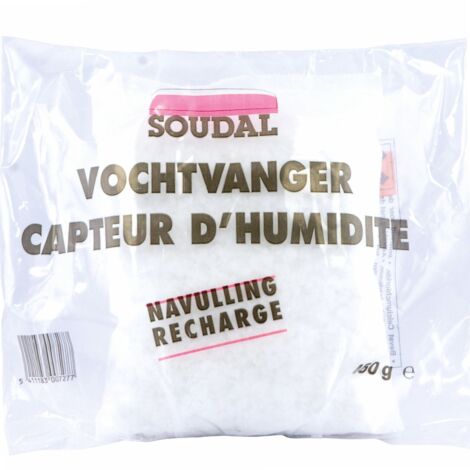 Soudal – Recharge 1kg absorbeur d'humidité – Superficie efficace 20m² – Durée d'efficacité 3 à 5 mois – Pour espaces humides