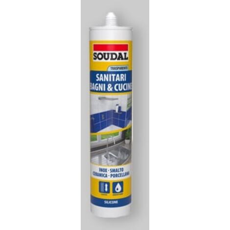 Soudal Silicone acetico per sanitari, bagni e cucina 300 ml Bianco 115789