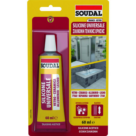 Soudal SILICONE ACETICO UNIVERSALE  ml. 60 - Bianco 16.00 pz