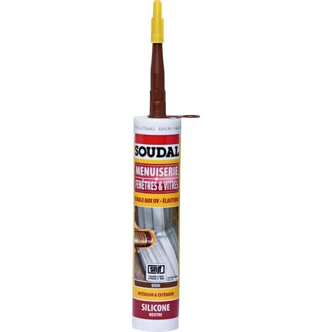Soudal – Silicone marron 300mL – Mastic d'étanchéité pour joints de menuiserie – Formation de peau rapide – Teinte inaltérable