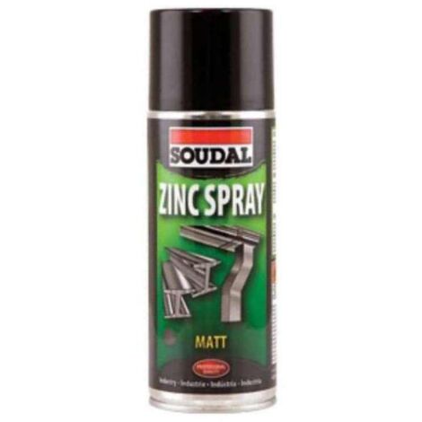 SOUDAL spray zincante mate soudal 400ml , El spray zincante mate (zinc spray) de Soudal en formato de 400 ml es una solución eficaz para proteger y preservar superficies metálic