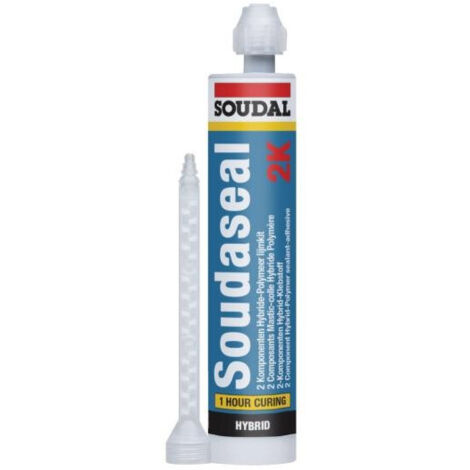 Soudaseal 2K - Mastic colle polymère hybride 2 composants - Soudal - Cartouche de 250 ml Gris