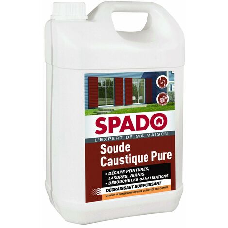 Soude caustique pure 4kg – Décapant puissant pour surfaces peintes et vernies – Élimine couches multiples de peinture – Spado