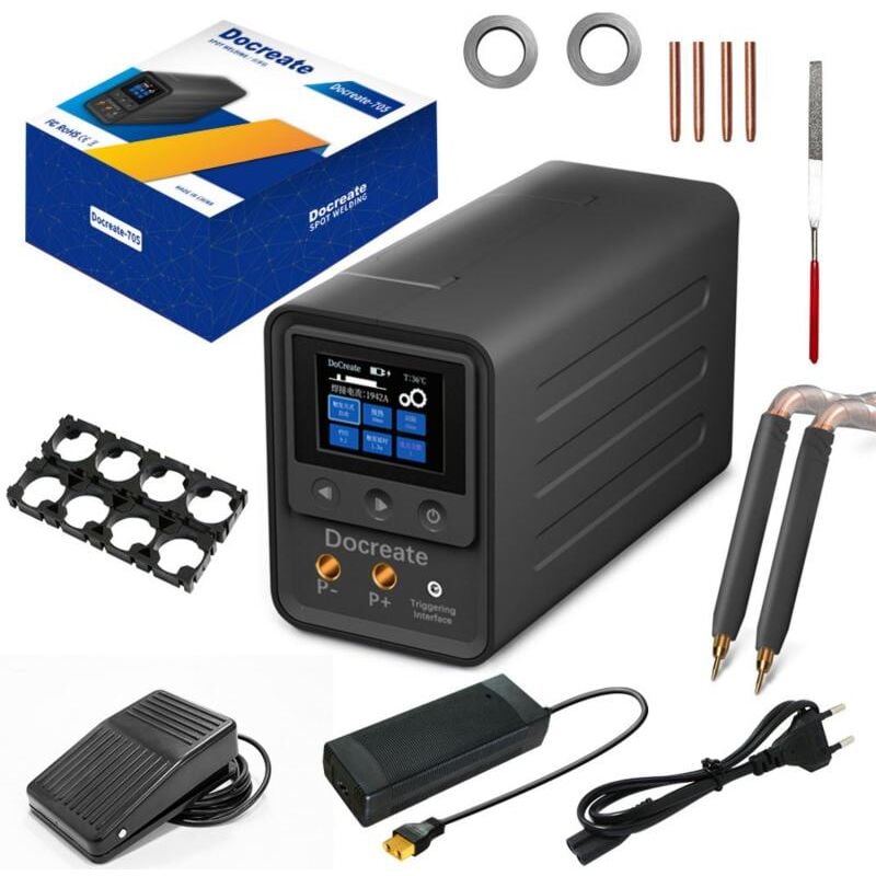 Lifcausal - Soudeur par points à condensateur Docreate-705 Super Farad pour batterie au lithium 18650, soudage haute puissance, écran couleur de 2,4