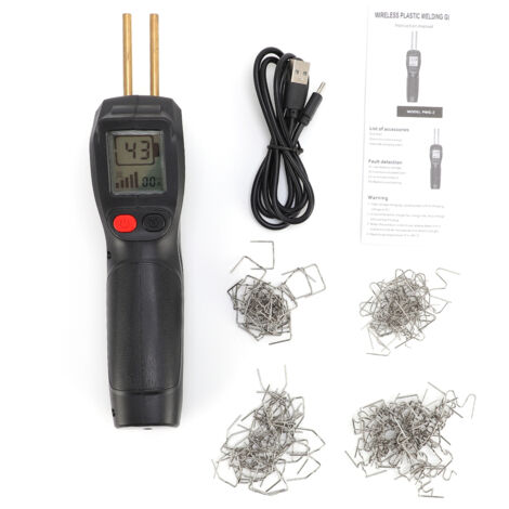 Soudeur plastique sans fil, pistolet de soudage de réparation, pare-chocs de voiture, kit d'affichage LCD avec 200 clous, chauffage rapide, lumière LED, pour pare-chocs, tableaux de bord, meubles noir