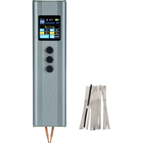 Soudeuse par points à batterie, soudeuse portable, batterie au lithium 2200 mAh, écran couleur TFT 1,33 pouces, 11 niveaux de réglage, épaisseur de soudure : 0,1 à 0,3 mm