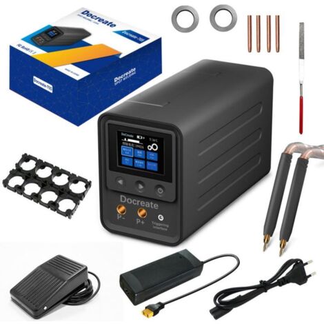 Soudeuse par points Docreate-705 pour condensateurs super farads, compatible avec les batteries lithium 18650. Soudage haute puissance. Écran couleur 2,4 pouces. Compatible avec ruban nickelé 0,6 mm.