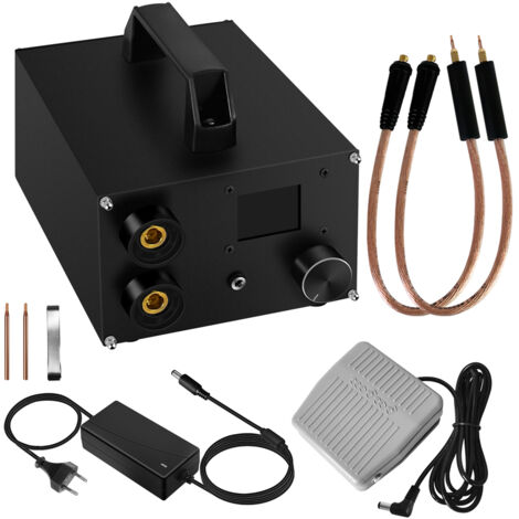 Soudeuse par points portable à double impulsion pour supercondensateurs, haute puissance, écran LCD numérique 1,8 pouce, 250 niveaux de puissance, support réglable, tôle de nickel de 0,3 mm