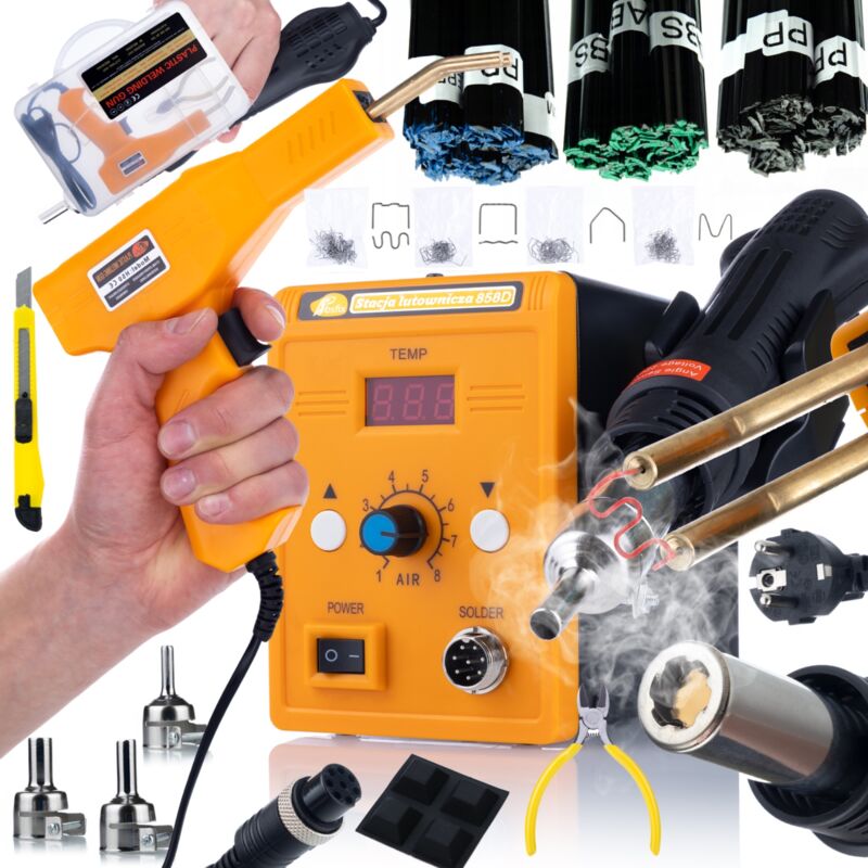 Rosfix Saldatore per plastica Rosfix 858D + cucitrice per plastica, set di raccoglitori 300 g