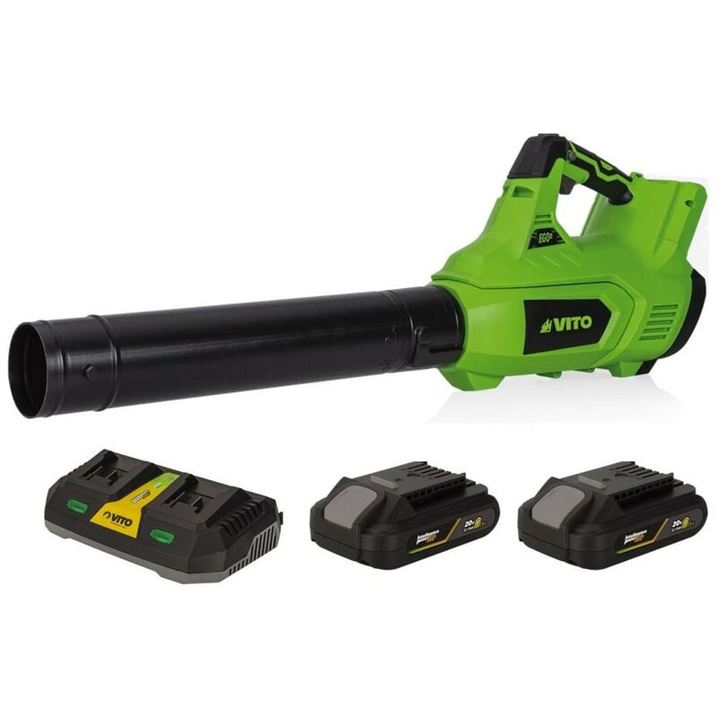 Souffleur de jardin 40V + 2 Batteries lithium 2AH + Chargeur double Vito