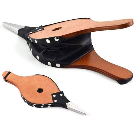 Soufflet de cheminée - Vintage - Bois massif - Buse en métal - Cuir synthétique - Portable