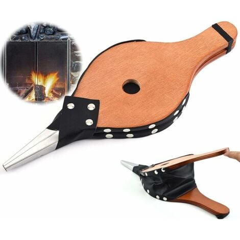 LABLANC Soufflet De Cheminée，Soufflet Pour Grill， Souffleur À Air En Bois Souffleur De Feu Pour Cheminée ，Soufflet De Cheminée Intérieur ，Soufflet Pour Gril Pour Cheminée Charbon Bois Grill Camping 37,7cmx17.