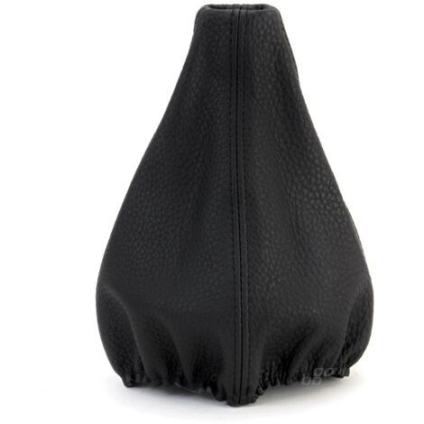 Soufflet de levier de vitesse en cuir noir à couture amio-01758