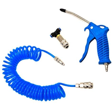 Soufflette à Air Comprimé, Pistolet de Soufflage d'air avec Tuyau Air Comprimé de 5 Mètres, Kit de Nettoyage de Pistolet à Air, avec Connecteur en T, pour Camion, Fourgonnette, Camion Lourd