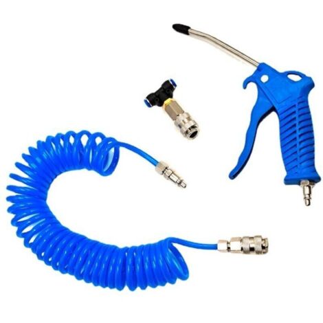 Soufflette à Air Comprimé, Pistolet de Soufflage d'air avec Tuyau Air Comprimé de 5 Mètres, Kit de Nettoyage de Pistolet à Air, avec Connecteur en T, pour Camion, Fourgonnette, Camion Lourd