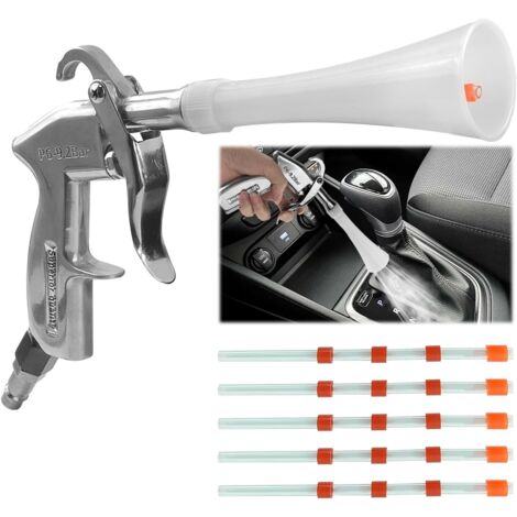 Soufflette Air Comprimé, Soufflette Compresseur, Pistolet de Nettoyage Voiture à Air Comprimé, Haute Pression Sans Réservoir, Pour L'entretien Intérieur, Livré Avec 5 Pièces Durites