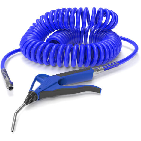 Soufflette avec tuyau spiralé PU 5x8 mm – Longueur 4 m – Raccord tournant mâle 8x13 mm – Nettoyage efficace des débris