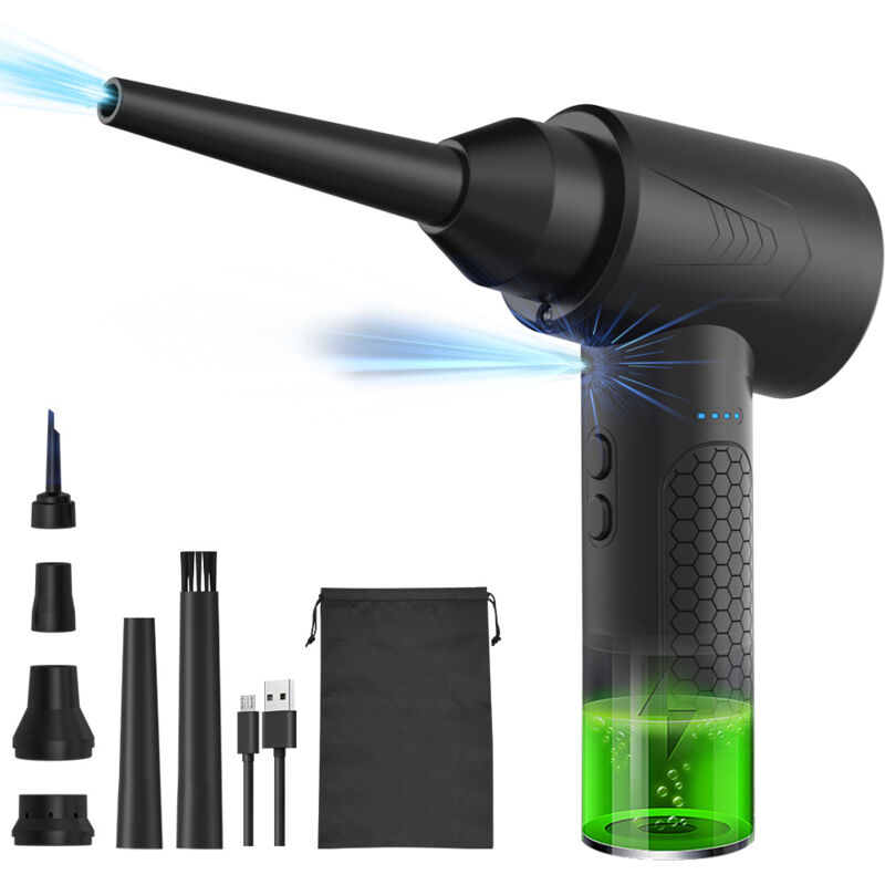 Souffleur Air Comprimé, 100000 TR/Min de Souffleur pc avec Batterie 9000mAh, Bombe Air Sec - Nettoyage PC, Plumeau Air Comprimé à 3 Vitessesavec