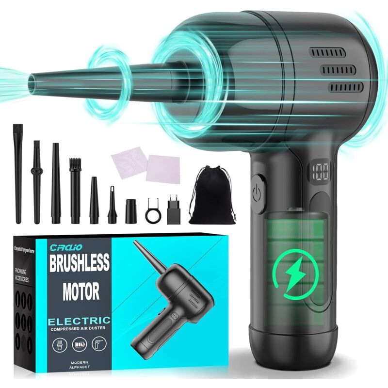 Circlio - Souffleur Air Comprimé Électrique - Jusqu'à 165 000 rpm, Batterie de 10 400 mAh, ULtronics x Bombe Air Sec pour pc avec Recharge usb et