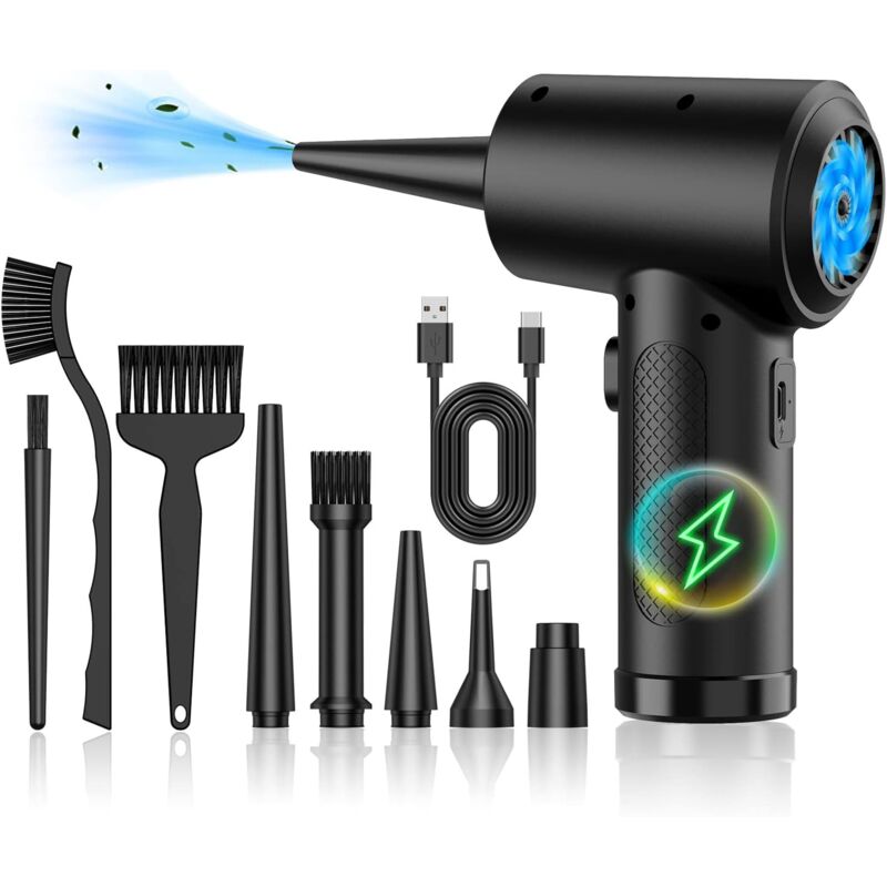 Souffleur Air Comprimé, Souffleur PC, Dépoussiérants Puissants électrique, Air Comprimé Duster,Plumeau à air électrique pour PC Duster avec Lumière