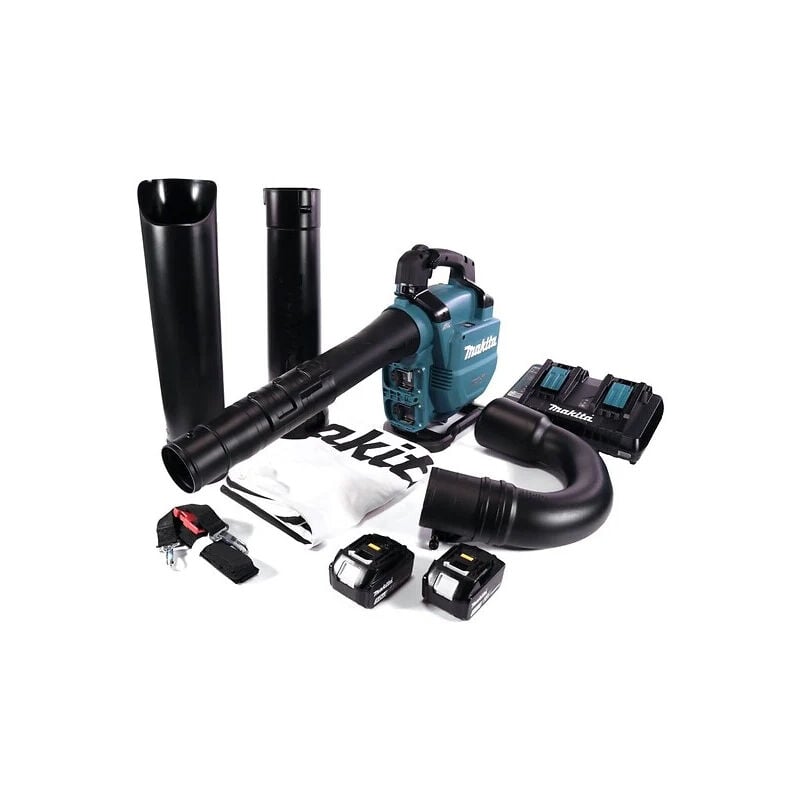 Aspirateur Souffleur 36V (2 x 18V) 33 mbar Makita avec 2 batteries 18V 5.0Ah - chargeur double - DUB363PT2V