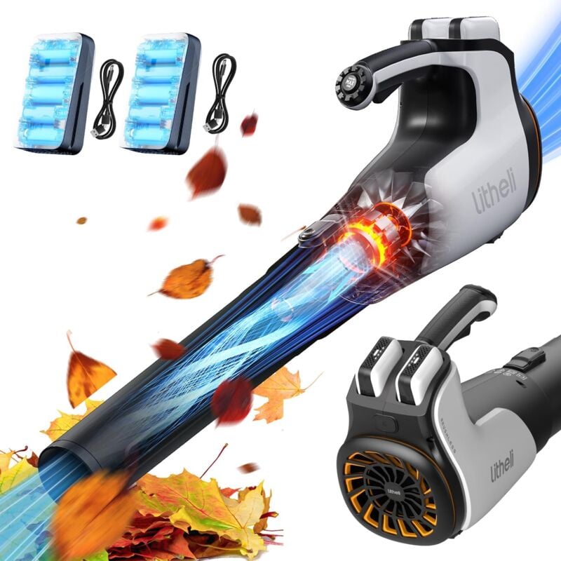 Souffleur de feuilles 40Vx2, souffleurs de feuilles électriques 15,85 m³/min, moteur sans balai, alimenté par batterie pour souffler les feuilles, la