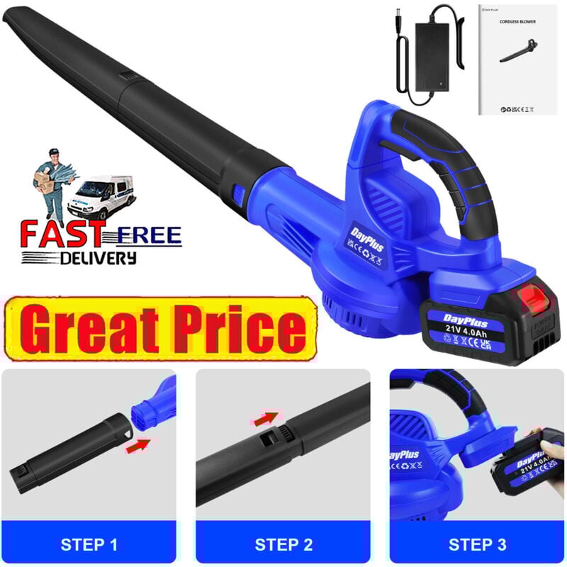 Dayplus - Souffleur de feuilles sans fil 4000W Aspirateur de feuilles Outils de jardin Batterie 4000MAh & chargeur