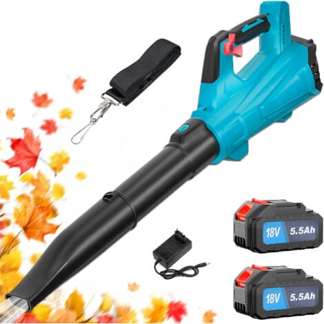 PEDONY Souffleur de feuilles sans fil, moteur puissant sans balais, pour l'entretien de la pelouse, le soufflage de la neige, 2 batteries 5,5 A + chargeur, compatible avec les batteries Makita