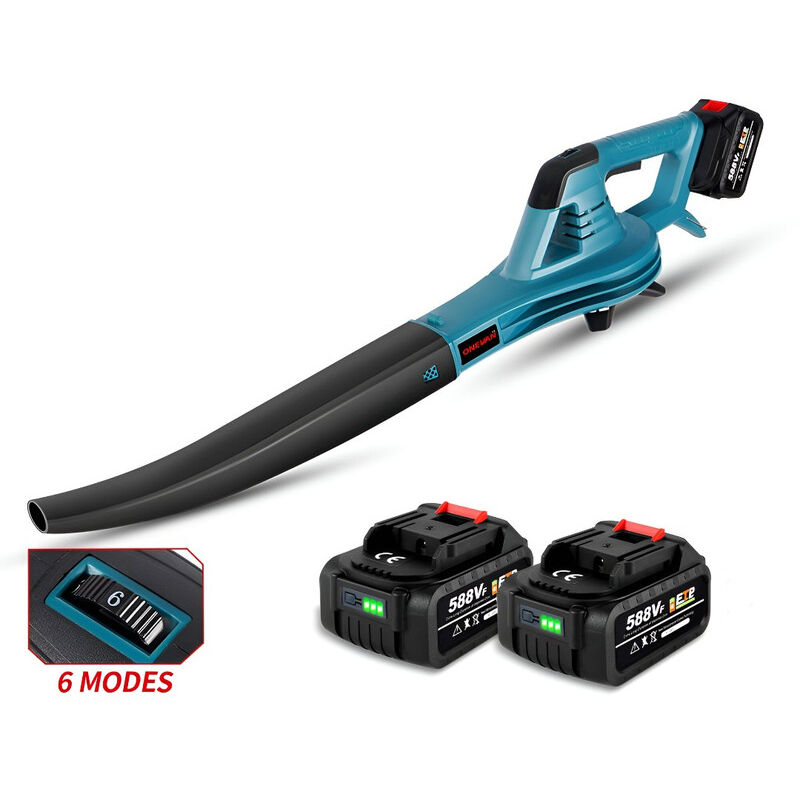 Souffleur de feuilles sans Fil 8.8m³/min,6 vitesses réglables aspirateur souffleur batterie pour Jardins, Allées, Terrasses,Livré avec deux batteries
