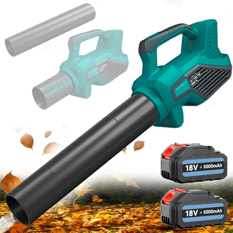 Souffleur de feuilles sans fil puissant avec 2 batteries de 5.5A, tubes à pour l'entretien de la pelouse à domicile, le soufflage des feuilles, la