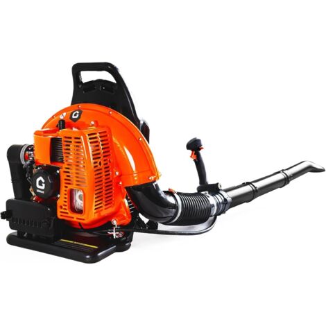 Souffleur dorsal professionnel, 66 cm³ – 880 CFM / 320 mph – Moteur 2 temps, essence, 4 CV, haute performance pour feuilles humides, saleté tenace et neige – Couleur orange