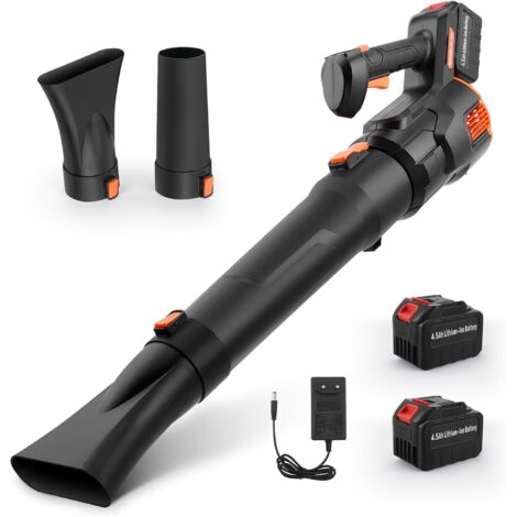 Souffleur Feuille, Puissant Souffleurs de Feuilles sans Fil avec Vitesses Réglables, Souffleur Jardin avec 2 Batterie 4,5 Ah et Chargeur, Léger Leaf Blower avec 3 Tubes pour Cour Pelouse Jardin