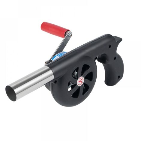 Souffleur manuel pour barbecue, soufflet pour barbecue, manivelle, ventilateur pour barbecue, souffleur portable, adapté pour barbecue en plein air, cuisine, pique-nique, camping, noir